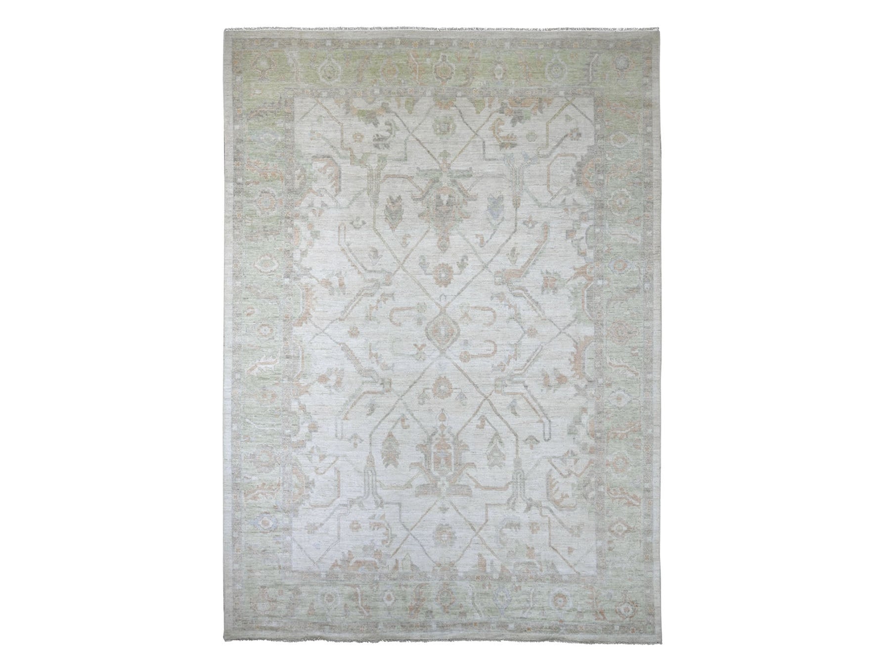 Grey 10'0" x 13'7" Oushak And Peshawar Hand knotted Wool Rug - Sku: O022884