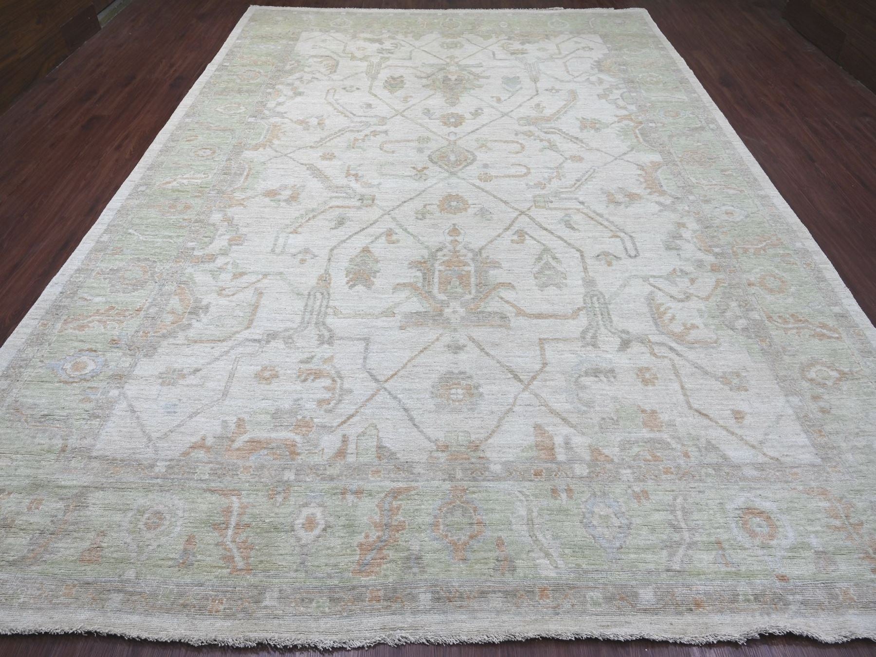 Grey 10'0" x 13'7" Oushak And Peshawar Hand knotted Wool Rug - Sku: O022884
