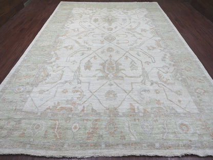 Grey 10'0" x 13'7" Oushak And Peshawar Hand knotted Wool Rug - Sku: O022884