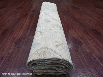 Grey 10'0" x 13'7" Oushak And Peshawar Hand knotted Wool Rug - Sku: O022884