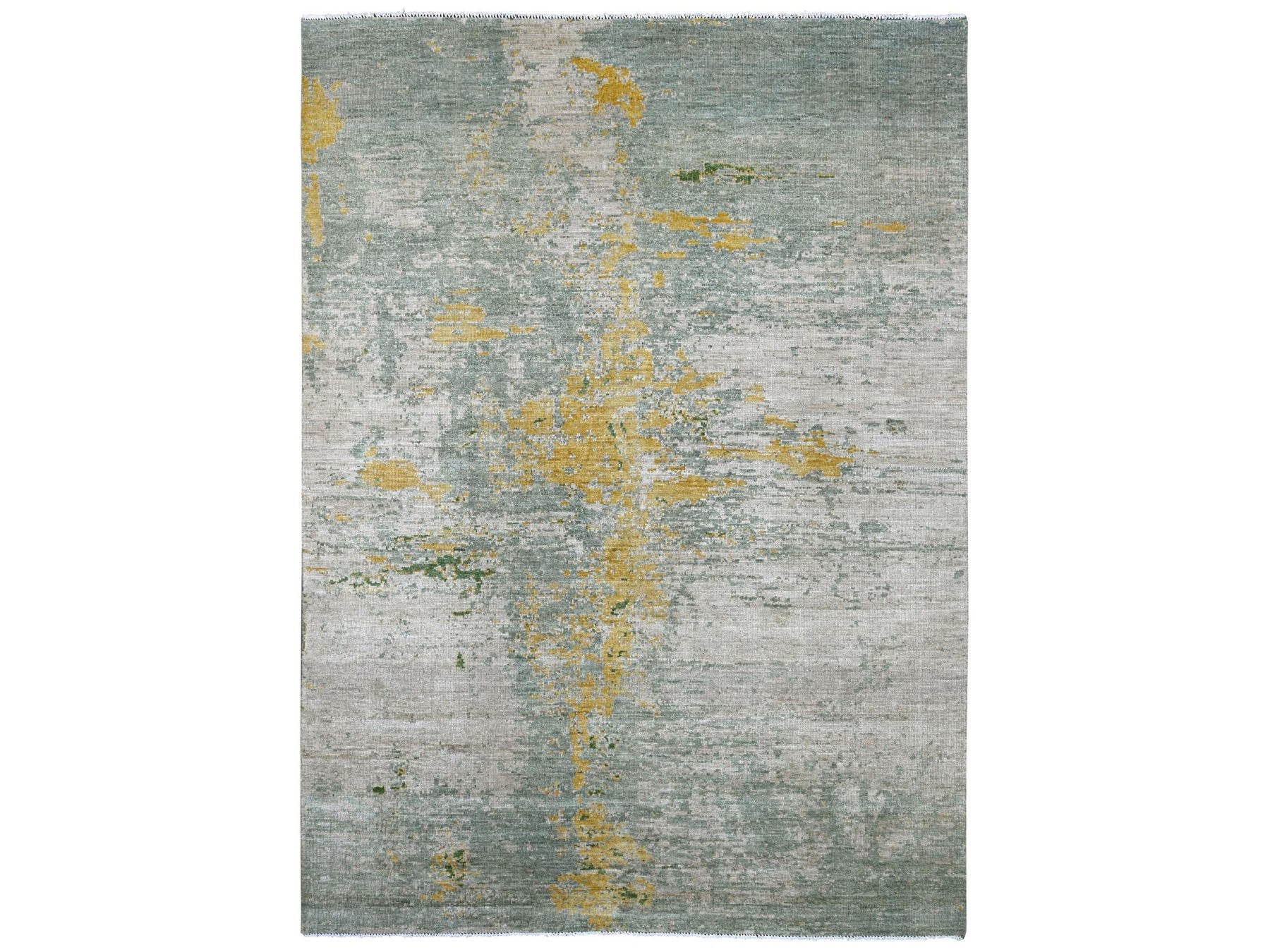 Green 8'9" x 12'0" Modern and Contemporary Hand knotted Wool Rug - Sku: O022886