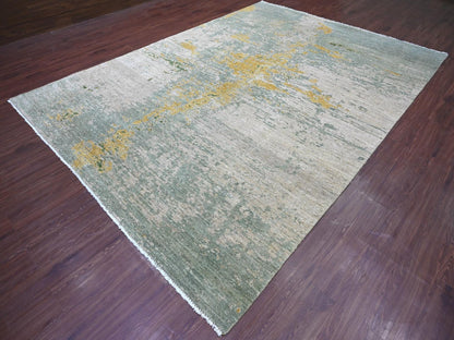 Green 8'9" x 12'0" Modern and Contemporary Hand knotted Wool Rug - Sku: O022886