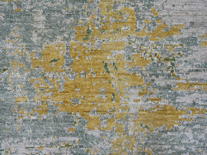 Green 8'9" x 12'0" Modern and Contemporary Hand knotted Wool Rug - Sku: O022886