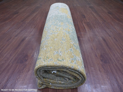 Green 8'9" x 12'0" Modern and Contemporary Hand knotted Wool Rug - Sku: O022886