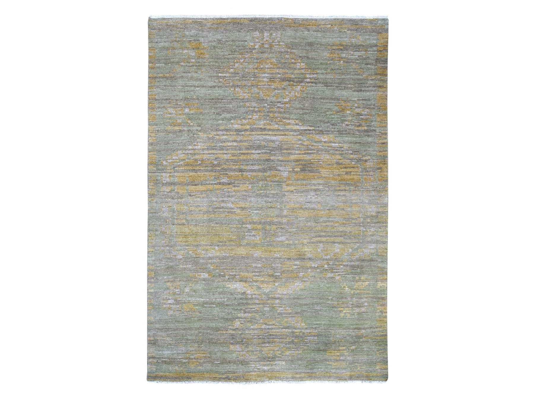 Grey 5'11" x 8'9" Modern and Contemporary Hand knotted Wool Rug - Sku: O022887