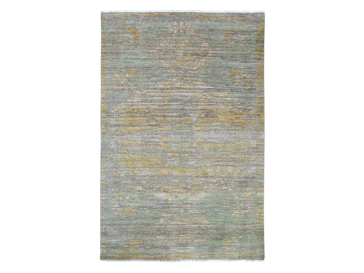 Modern / Contemporary hand-knotted wool rug in Gray, 5'11" x 8'9" — SKU O022887