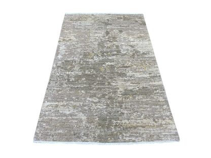 Brown 4'0" x 6'2" Modern and Contemporary Hand knotted Wool Rug - Sku: O022888