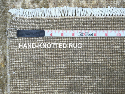 Brown 4'0" x 6'2" Modern and Contemporary Hand knotted Wool Rug - Sku: O022888