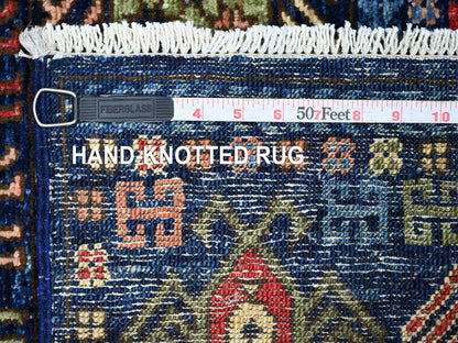 Blue 2'10" x 6'0" Tribal & Geometric Hand knotted Wool Rug - Sku: O022893