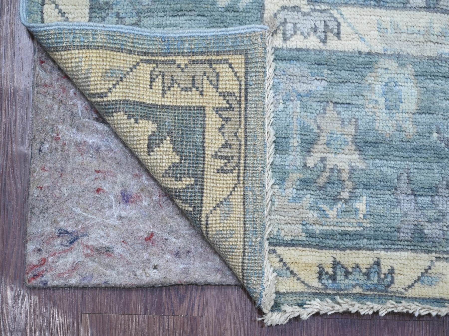 Blue 6'0" x 9'0" Oushak And Peshawar Hand knotted Wool Rug - Sku: O022896