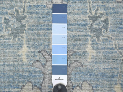 Blue 6'0" x 9'0" Oushak And Peshawar Hand knotted Wool Rug - Sku: O022896