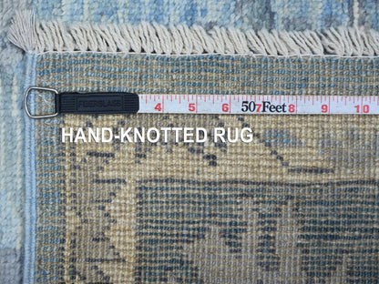 Blue 6'0" x 9'0" Oushak And Peshawar Hand knotted Wool Rug - Sku: O022896