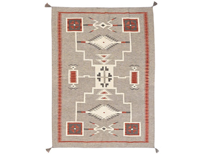 Brown 5'1" x 6'11" Flat Weave Hand woven Wool Rug - Sku: O02289