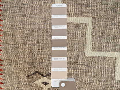 Brown 5'1" x 6'11" Flat Weave Hand woven Wool Rug - Sku: O02289