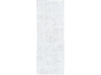 Ivory 2'2" x 5'10" Vintage Hand knotted Wool Rug - Sku: O0228