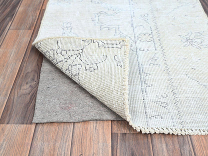Ivory 2'2" x 5'10" Vintage Hand knotted Wool Rug - Sku: O0228