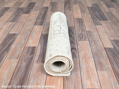 Ivory 2'2" x 5'10" Vintage Hand knotted Wool Rug - Sku: O0228