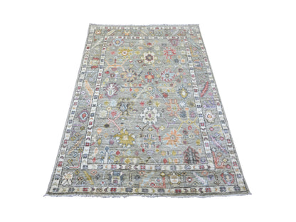 Oushak Oushak hand-knotted wool rug in Gray, 4'1" x 5'11" — SKU O022902