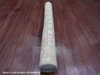 Grey 4'1" x 5'11" Oushak And Peshawar Hand knotted Wool Rug - Sku: O022902