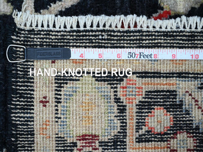 Black 2'10" x 15'9" Oushak And Peshawar Hand knotted Wool Rug - Sku: O022904
