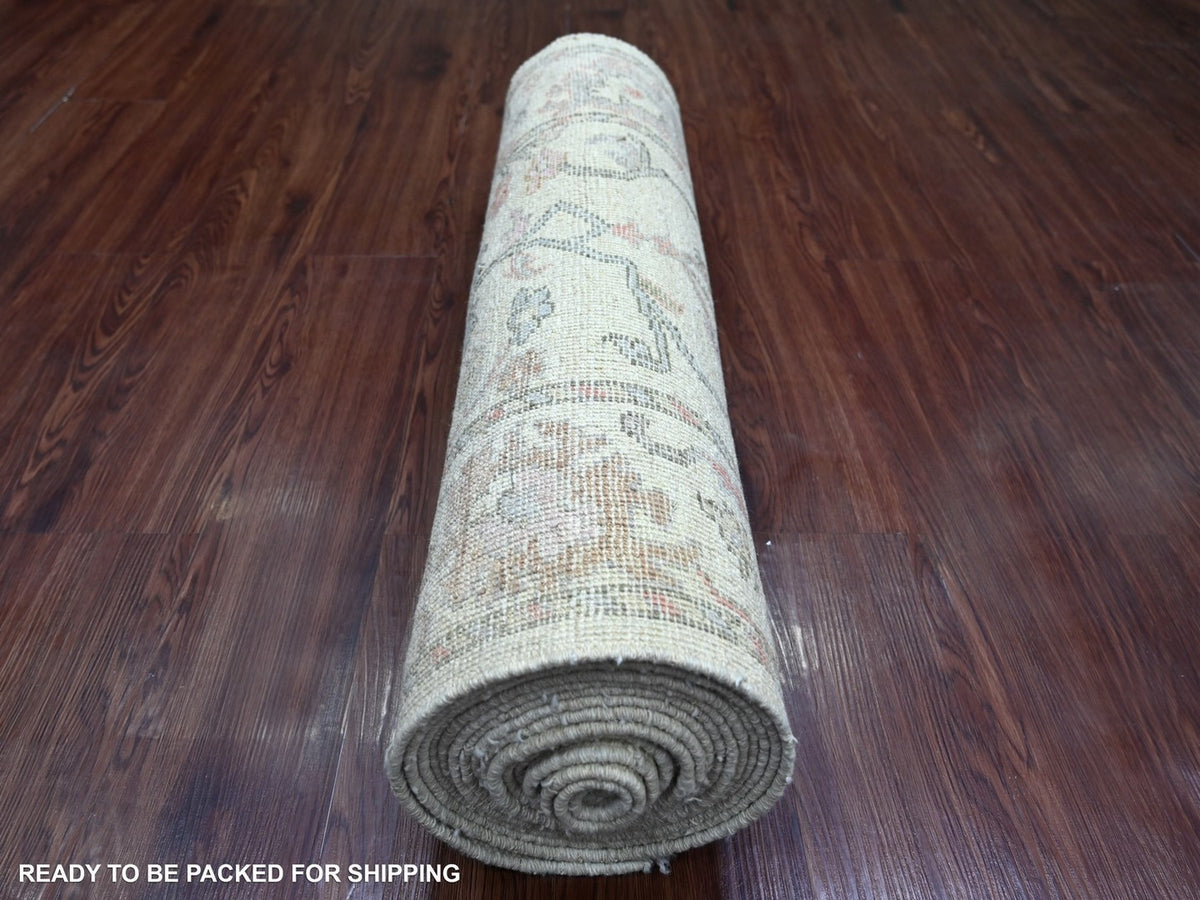 Oushak Oushak hand-knotted wool runner in Ivory, 2'11" x 19'6" — SKU O022905 (view 4)