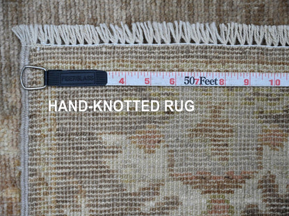Brown 2'10" x 12'0" Oushak And Peshawar Hand knotted Wool Rug - Sku: O022906