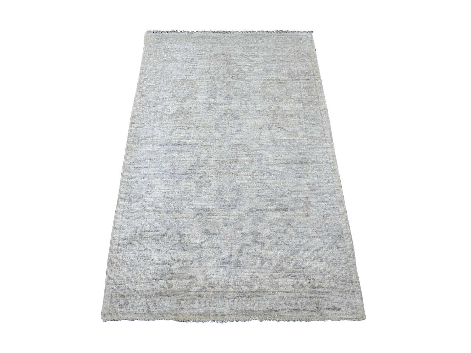 Ivory 3'1" x 4'10" Oushak And Peshawar Hand knotted Wool Rug - Sku: O022908