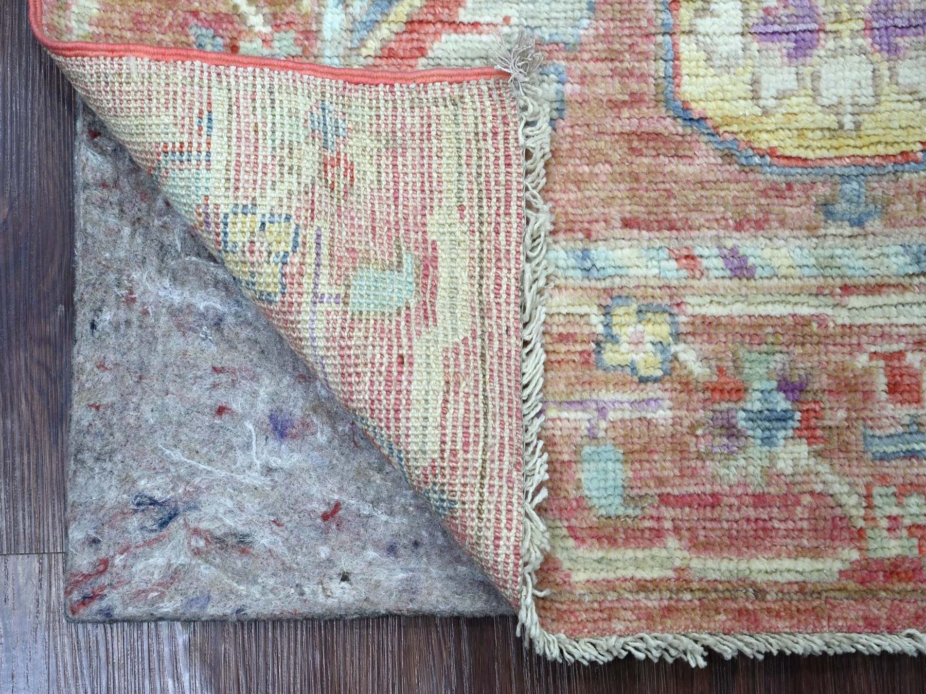 Pink 3'2" x 5'2" Oushak And Peshawar Hand knotted Wool Rug - Sku: O022911