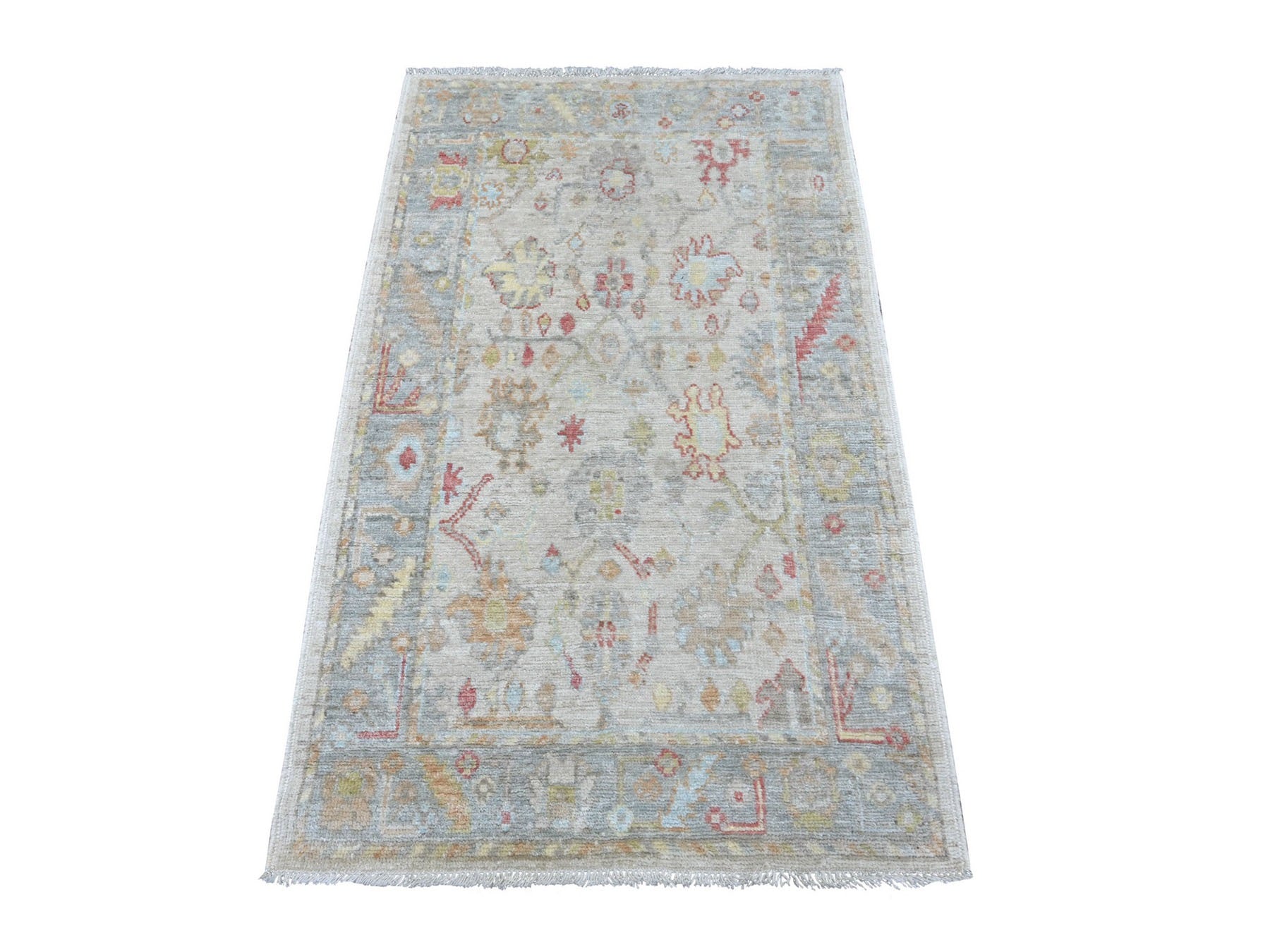 Oushak Oushak hand-knotted wool rug in Ivory & Gray, 3' x 4'10" — SKU O022912