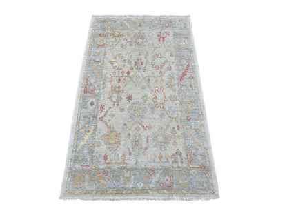 Oushak Oushak hand-knotted wool rug in Ivory & Gray, 3' x 4'10" — SKU O022912
