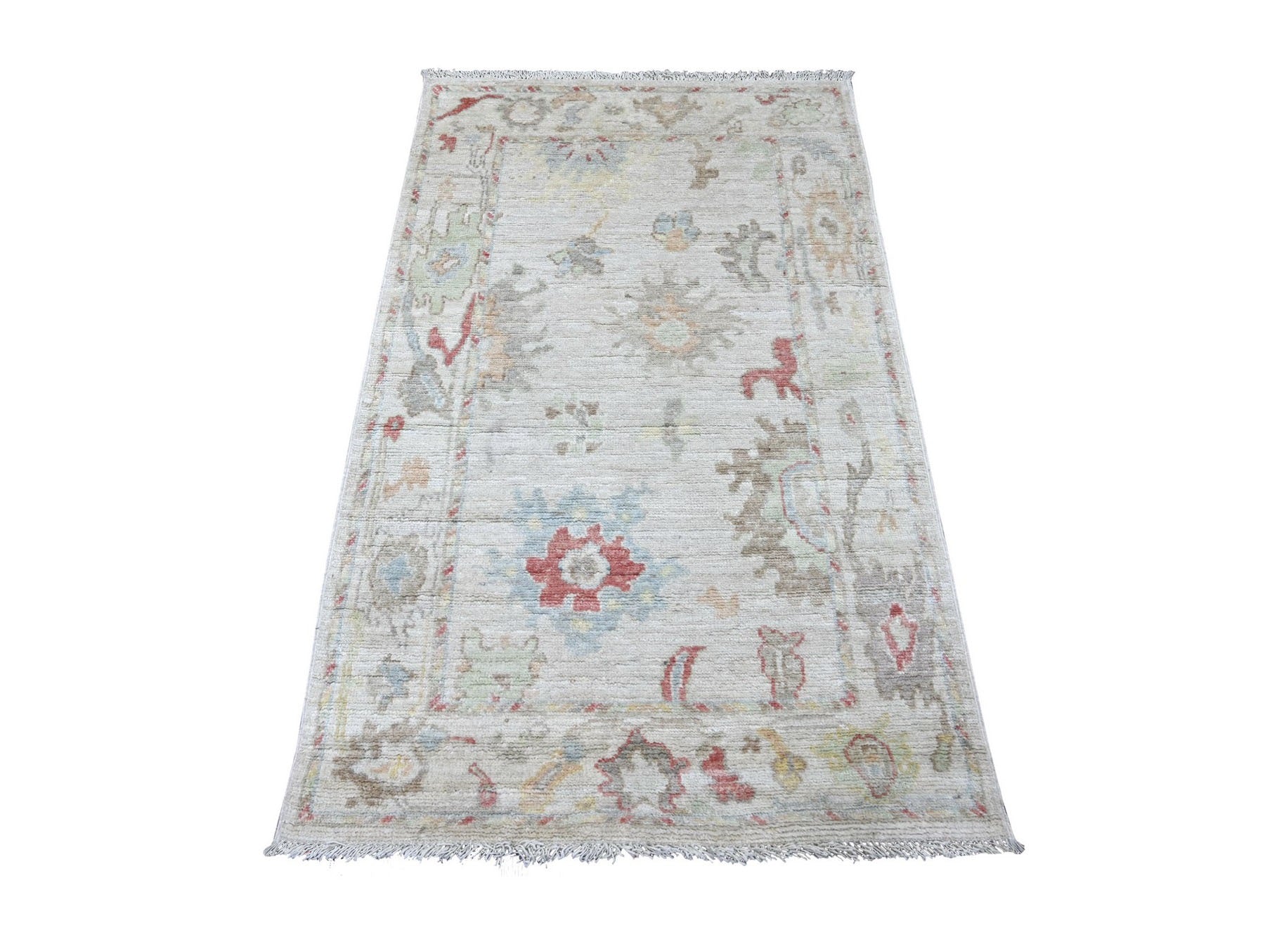 Grey 3'0" x 5'1" Oushak And Peshawar Hand knotted Wool Rug - Sku: O022917