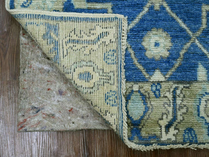 Blue 2'11" x 4'8" Oushak And Peshawar Hand knotted Wool Rug - Sku: O022919