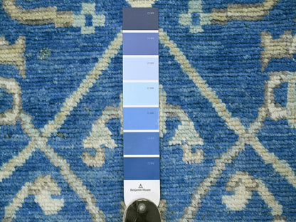 Blue 2'11" x 4'8" Oushak And Peshawar Hand knotted Wool Rug - Sku: O022919