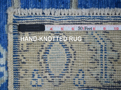 Blue 2'11" x 4'8" Oushak And Peshawar Hand knotted Wool Rug - Sku: O022919