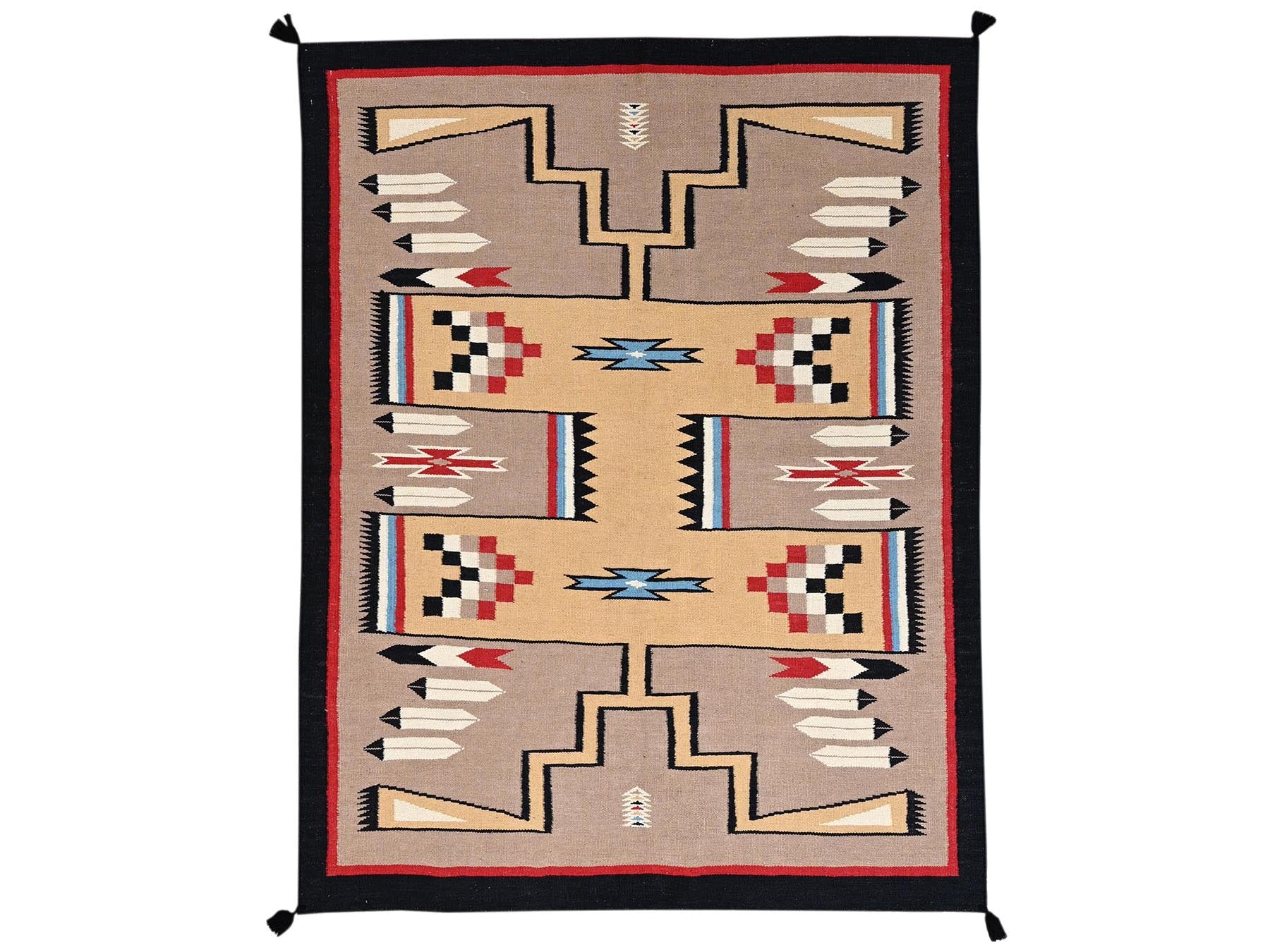 Brown 5'3" x 6'10" Flat Weave Hand woven Wool Rug - Sku: O02291