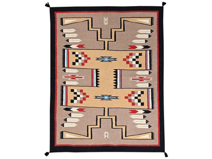 Brown 5'3" x 6'10" Flat Weave Hand woven Wool Rug - Sku: O02291