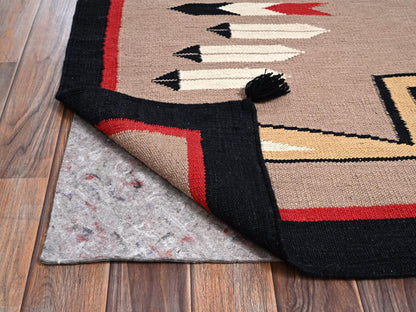 Brown 5'3" x 6'10" Flat Weave Hand woven Wool Rug - Sku: O02291