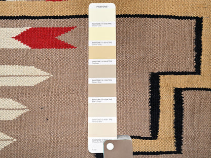 Brown 5'3" x 6'10" Flat Weave Hand woven Wool Rug - Sku: O02291