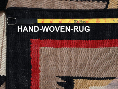 Brown 5'3" x 6'10" Flat Weave Hand woven Wool Rug - Sku: O02291