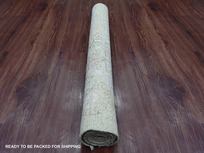 Green 3'2" x 4'11" Oushak And Peshawar Hand knotted Wool Rug - Sku: O022920