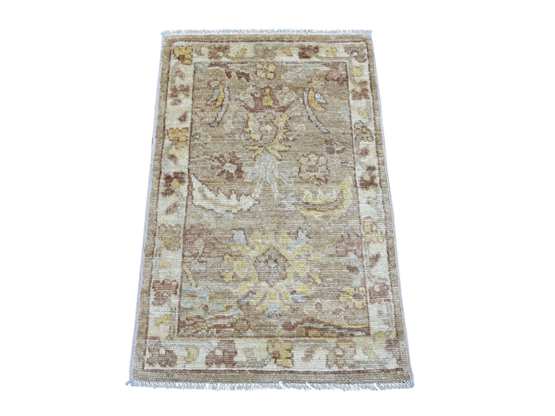 Brown 2'0" x 3'0" Oushak And Peshawar Hand knotted Wool Rug - Sku: O022925