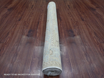 Green 4'1" x 6'1" Oushak And Peshawar Hand knotted Wool Rug - Sku: O022927