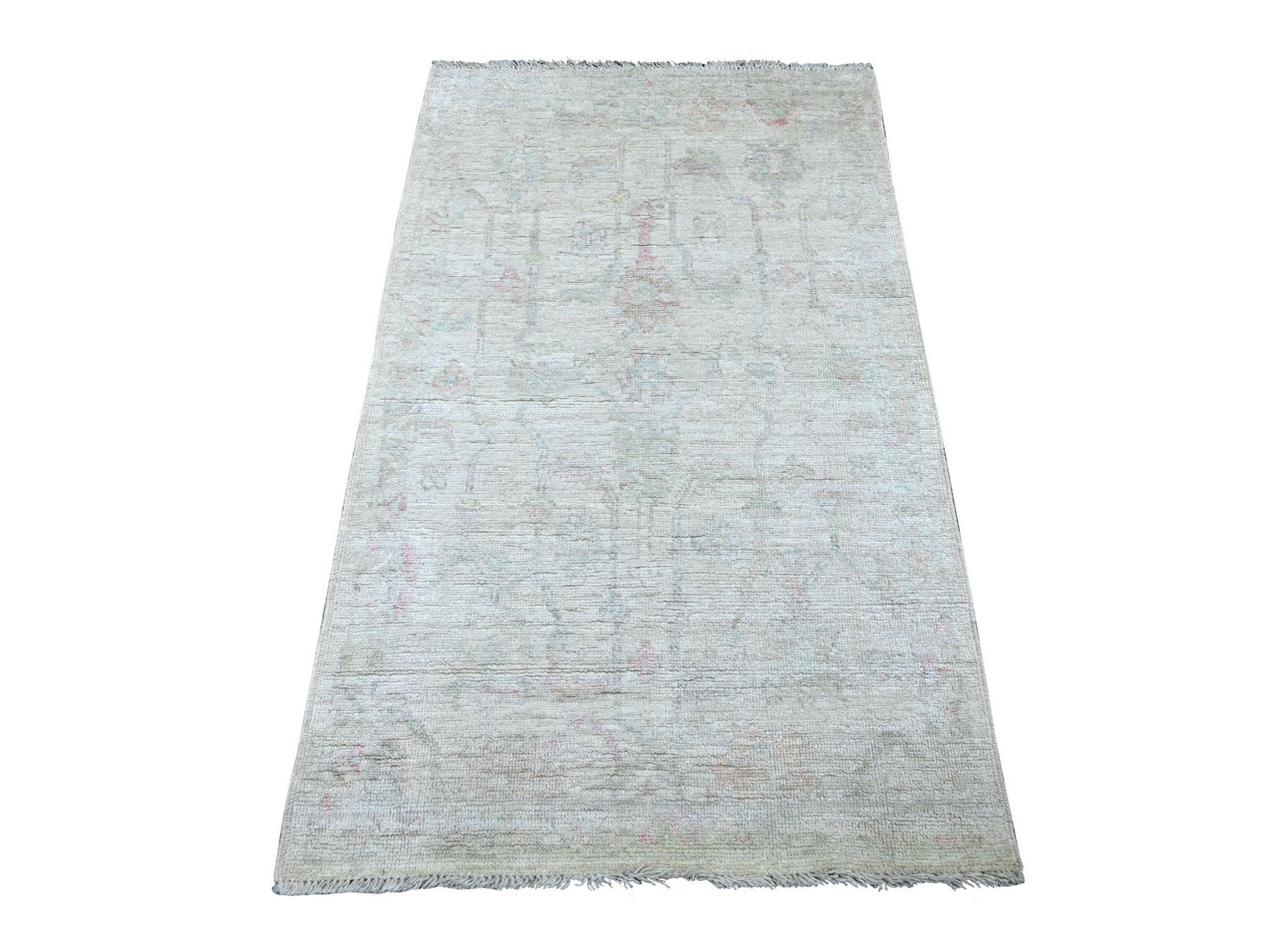 Grey 3'1" x 5'0" Oushak And Peshawar Hand knotted Wool Rug - Sku: O022929