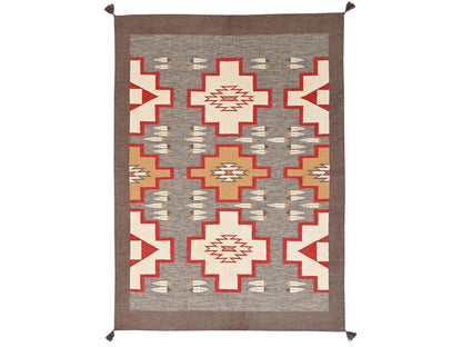 Flat-Weave hand-knotted wool rug in Gray & Brown, 5'1" x 6'11" — SKU O02292