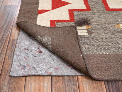 Flat-Weave hand-knotted wool rug in Gray & Brown, 5'1" x 6'11" — SKU O02292 (view 3)