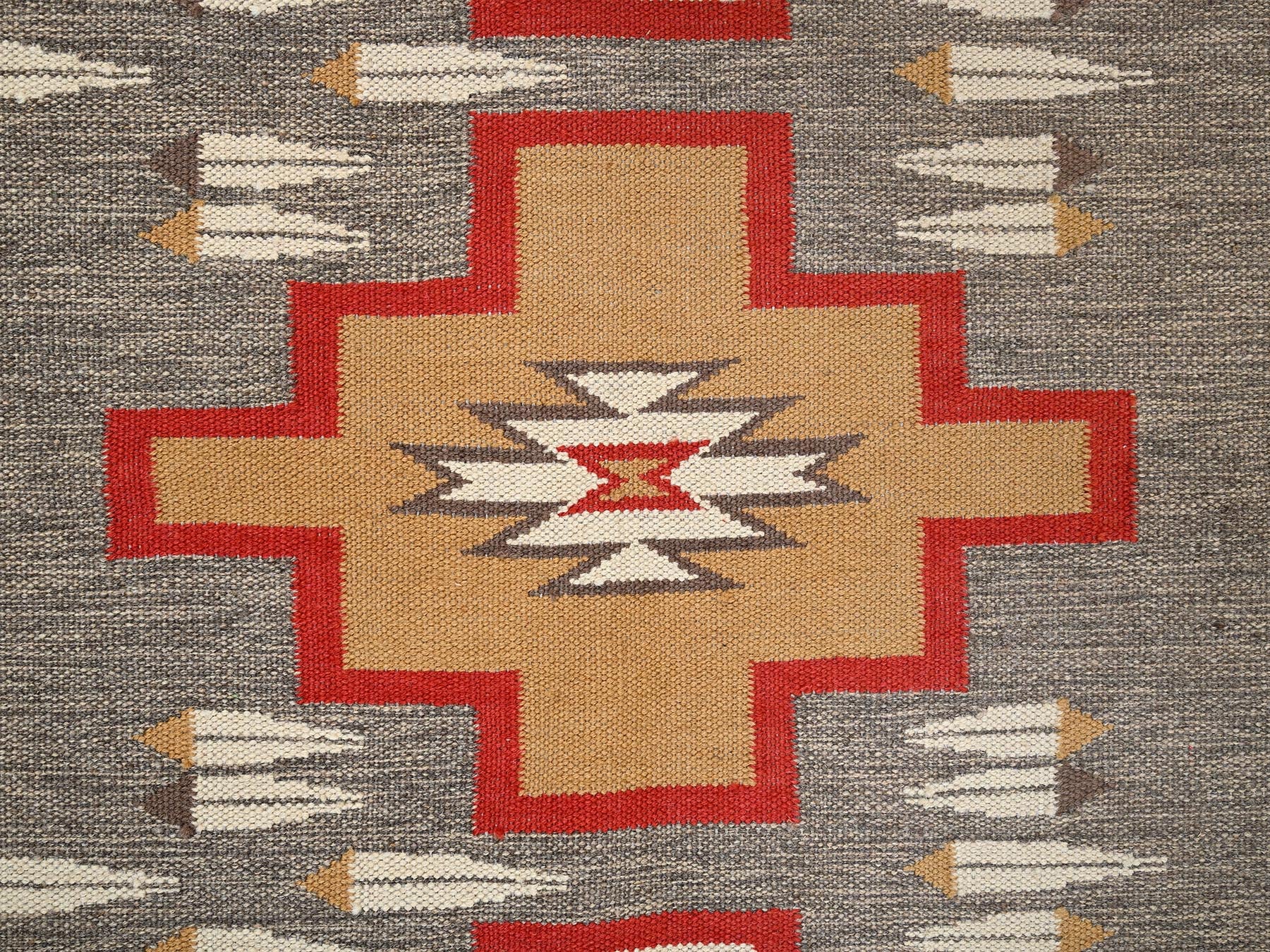 Flat-Weave hand-knotted wool rug in Gray & Brown, 5'1" x 6'11" — SKU O02292 (view 4)