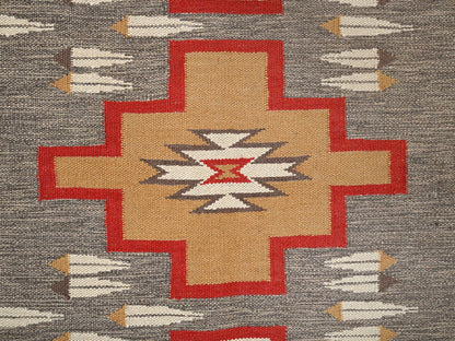 Flat-Weave hand-knotted wool rug in Gray & Brown, 5'1" x 6'11" — SKU O02292 (view 4)