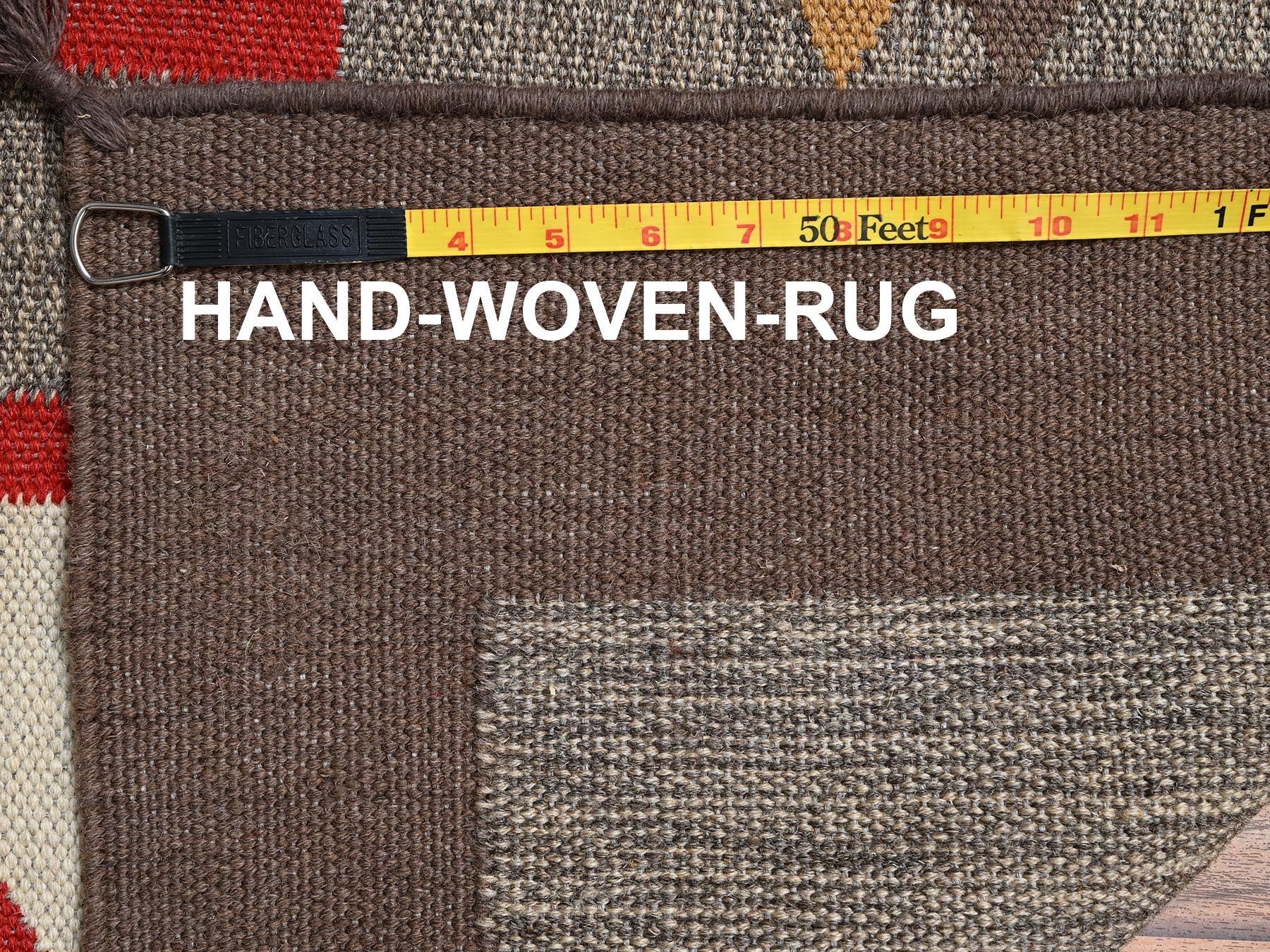 Flat-Weave hand-knotted wool rug in Gray & Brown, 5'1" x 6'11" — SKU O02292 (view 7)