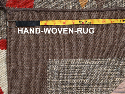 Flat-Weave hand-knotted wool rug in Gray & Brown, 5'1" x 6'11" — SKU O02292 (view 7)