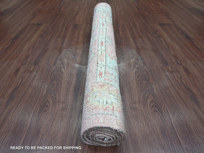 Pink 2'10" x 4'11" Oushak And Peshawar Hand knotted Wool Rug - Sku: O022930